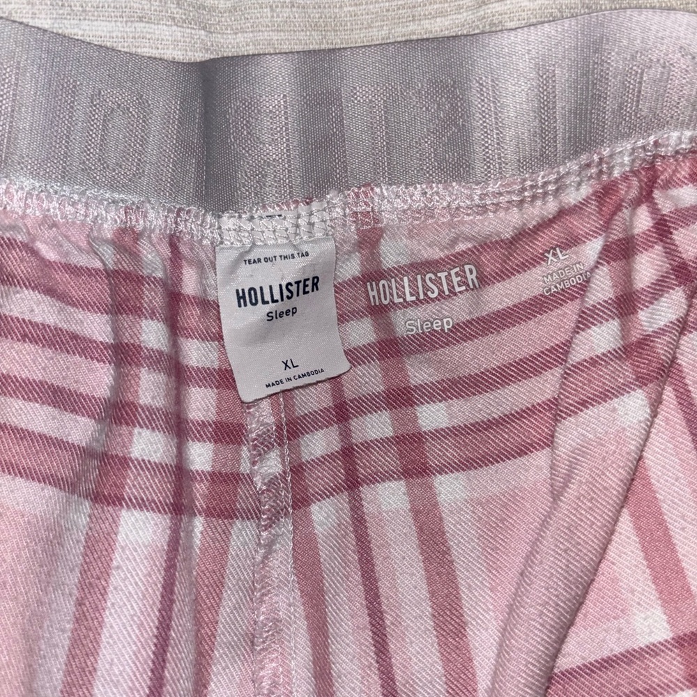 Hollister Pink & White Plaid Sleep Pajama Bottoms - XL